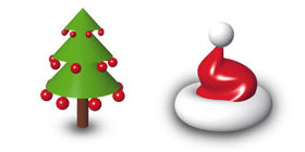 3D光感圣诞老人和圣诞帽PNG图标