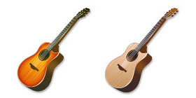 5把不同颜色的木吉他PNG图标