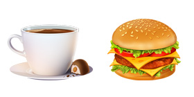 美味咖啡和汉堡PNG图标